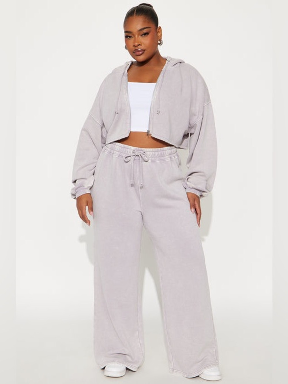 Fashion nova on the go fleece pant set - gray - size M